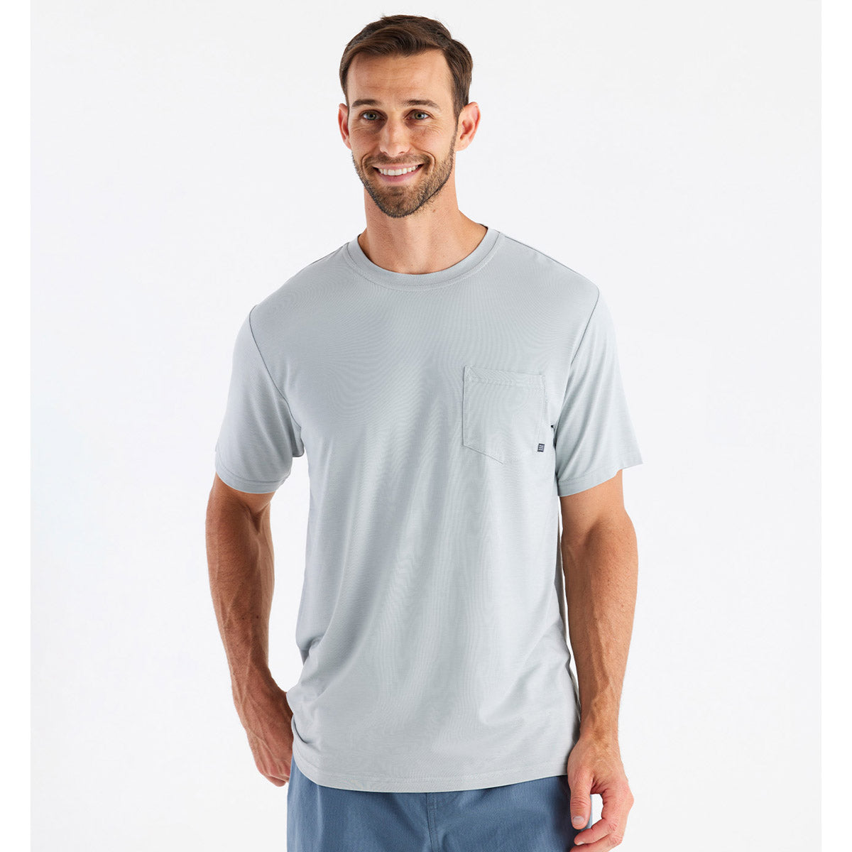 Free Fly Apparel Men&#39;s Bamboo Flex Pocket Tee Heather Aspen Grey