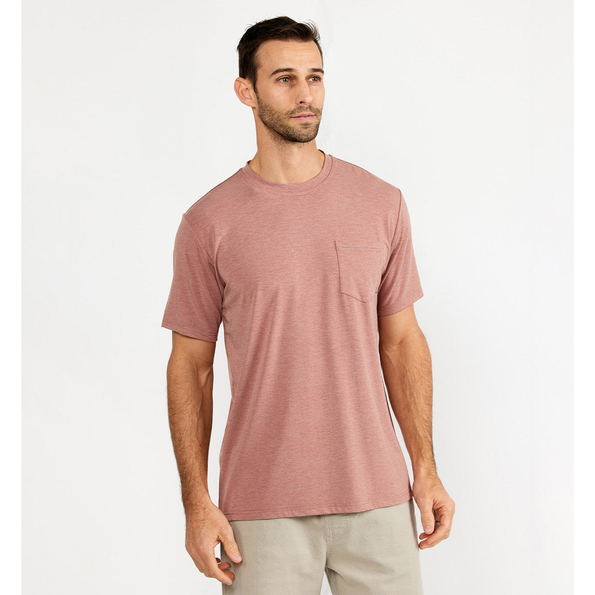 Free Fly Apparel Men&#39;s Bamboo Flex Pocket Tee Heather Brick