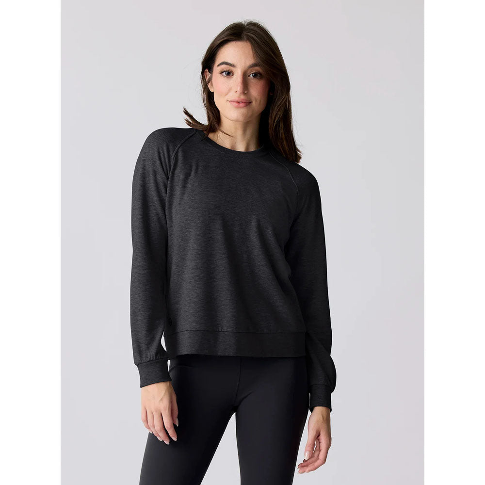 Free Fly Apparel Womens Bamboo Lightweight Fleece Crew Heather Black