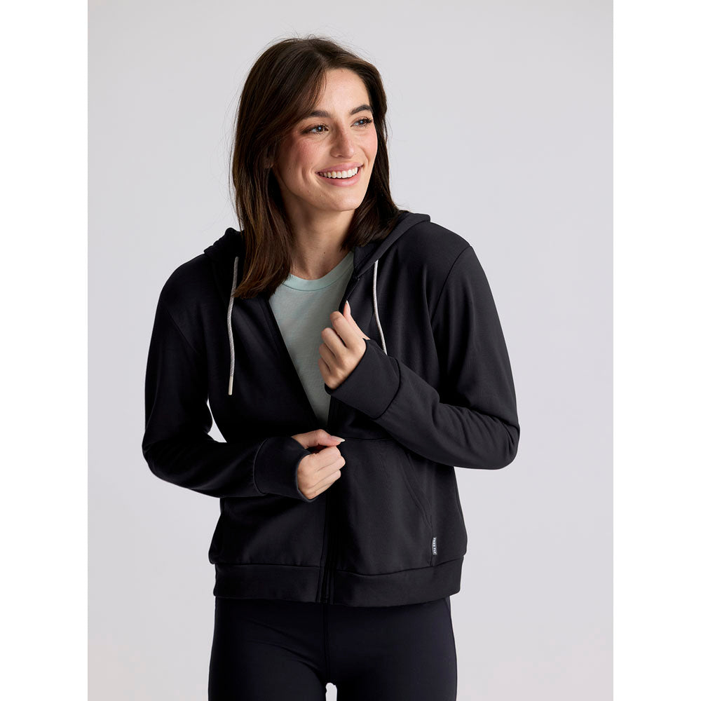 Free Fly Apparel Womens Bamboo Lightweight Fleece Zip Hoodie Heather Black