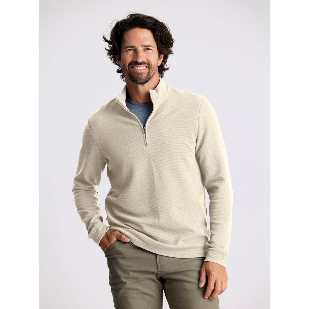 Free Fly Apparel Mens Waffle Quarter Zip Sandstone
