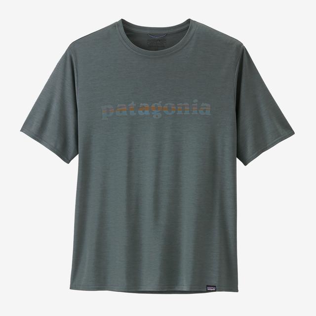 Patagonia Men's Capilene Cool Daily Graphic Shirt TLNX '73 Text Logo: Nouveau Green X-Dye