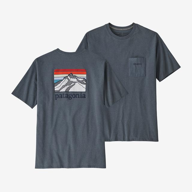 Patagonia Mens Line Logo Ridge Pocket Responsibili-Tee PLGY Plume Grey