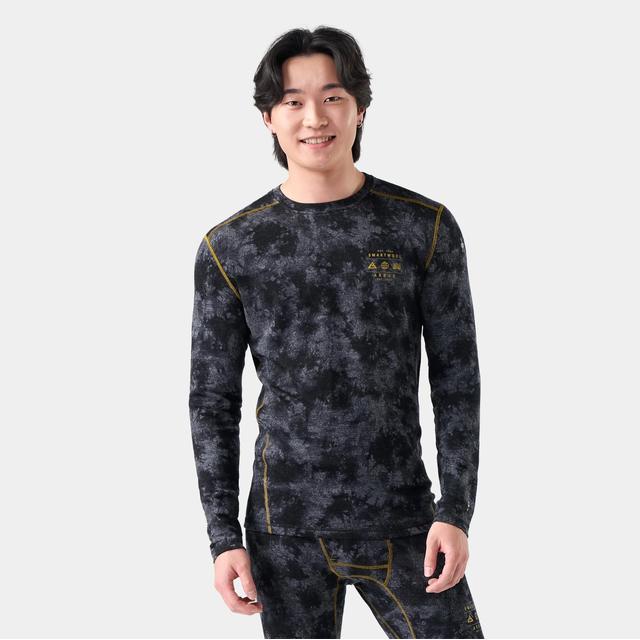 Smartwool Mens Classic Thermal Merino Base Layer Crew R38 Black Tie Dye/Honey Gold