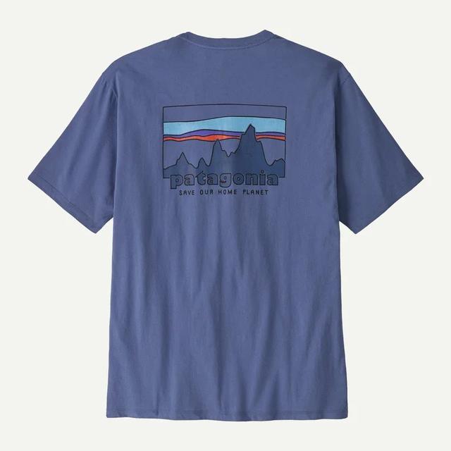 Patagonia Mens 73 Skyline Organic T-Shirt CUBL Current Blue