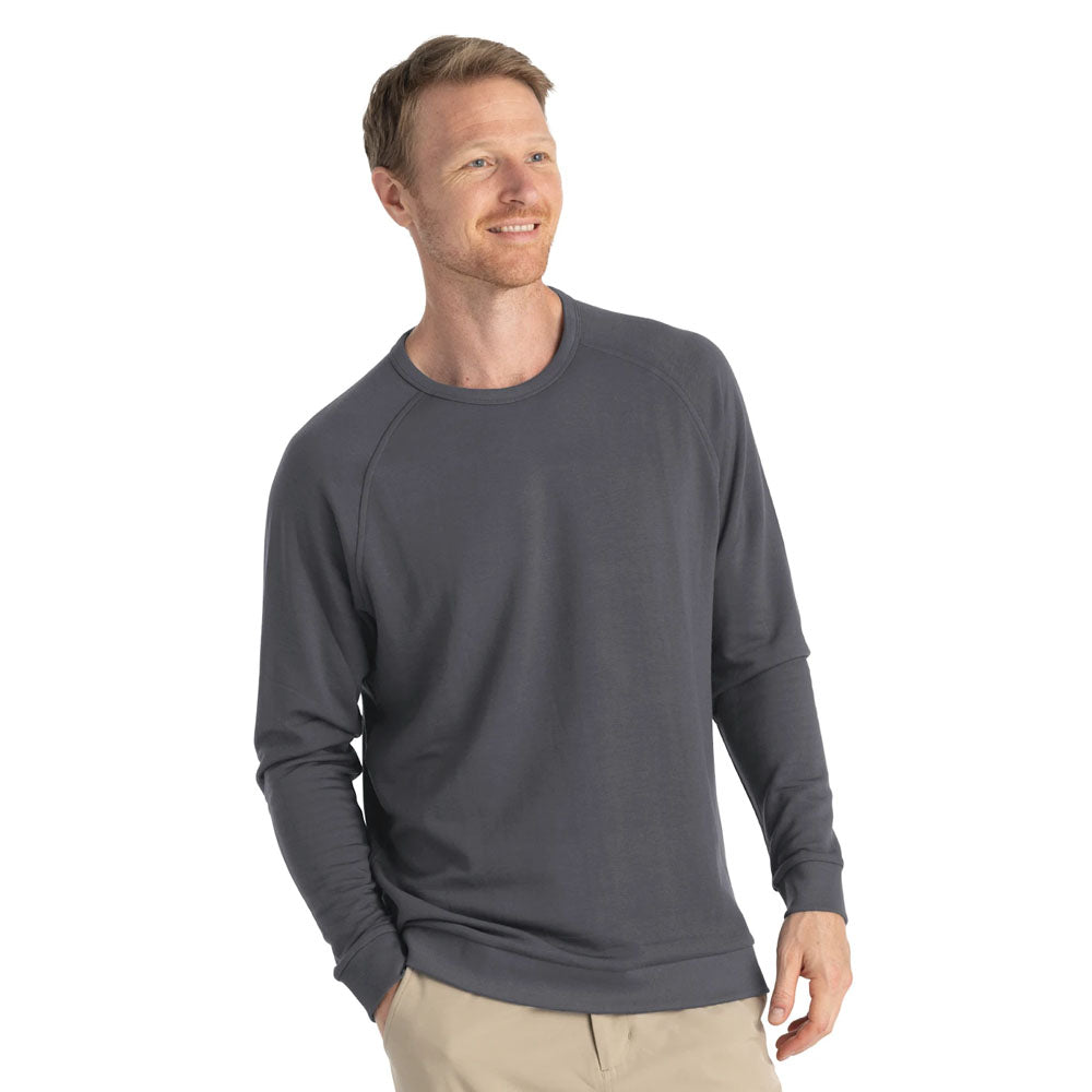 Free Fly Apparel Mens Bamboo Lightweight Fleece Crew Black and / S
