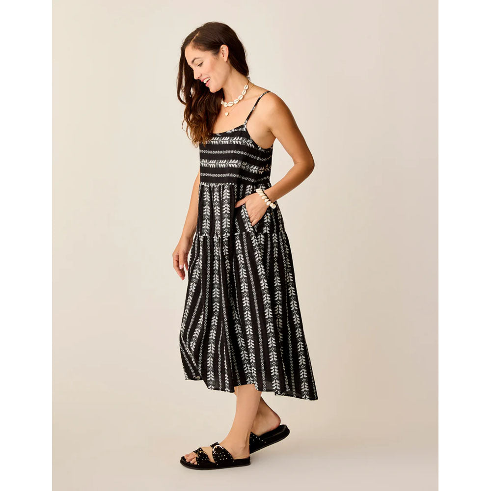 Carve Designs Womens Jacey Textured Dress Black Embroidered