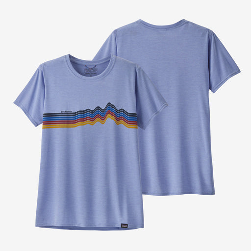 Patagonia Women&#39;s Cap Cool Daily Graphic Shirt RPAX Ridge Rise Stripe: Pale Periwinkle X-Dye