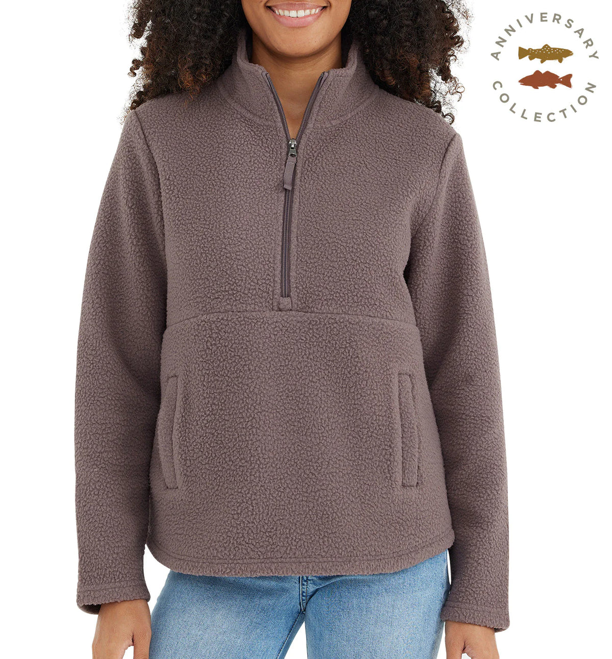 Free Fly Apparel Women&#39;s Bamboo Sherpa Fleece Half Zip 104 Purple Peak