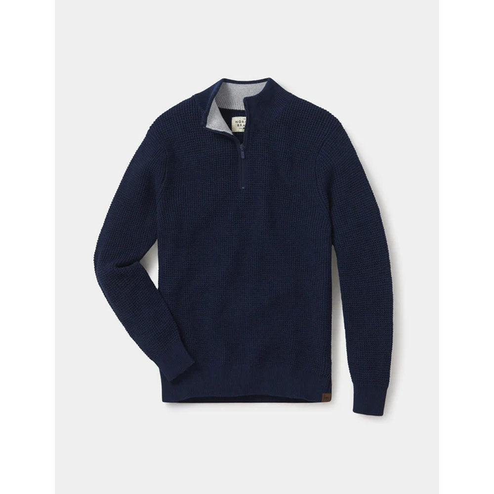 The Normal Brand Men&#39;s Waffle Knit Quarter Zip Pullover Navy