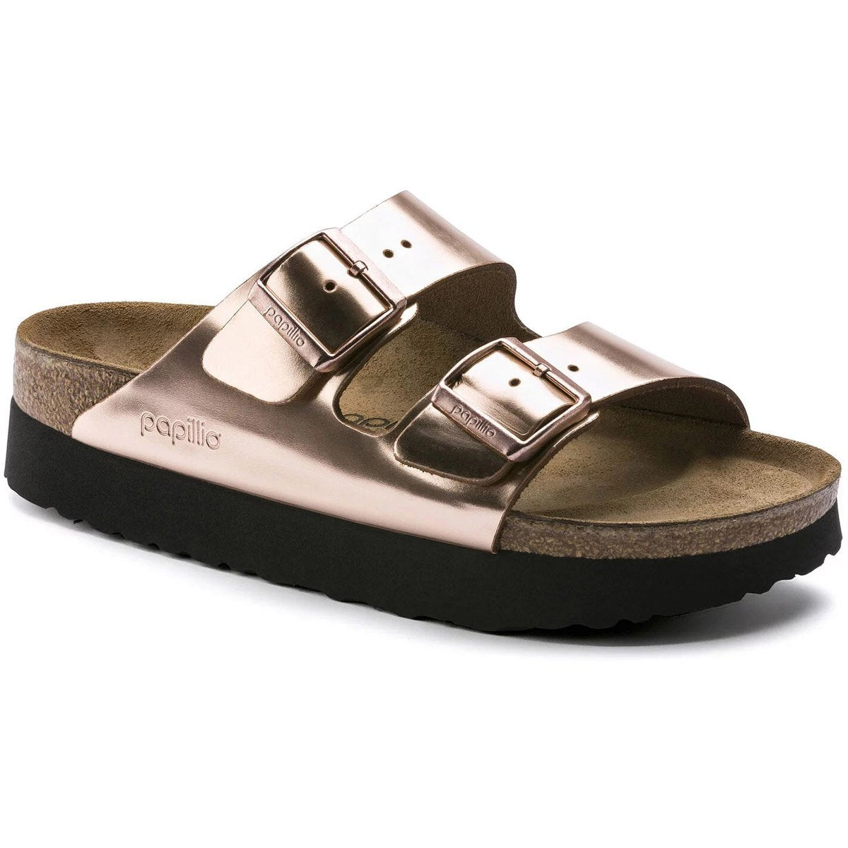 Birkenstock Women&#39;s Arizona Platform Natural Leather Metallic Copper