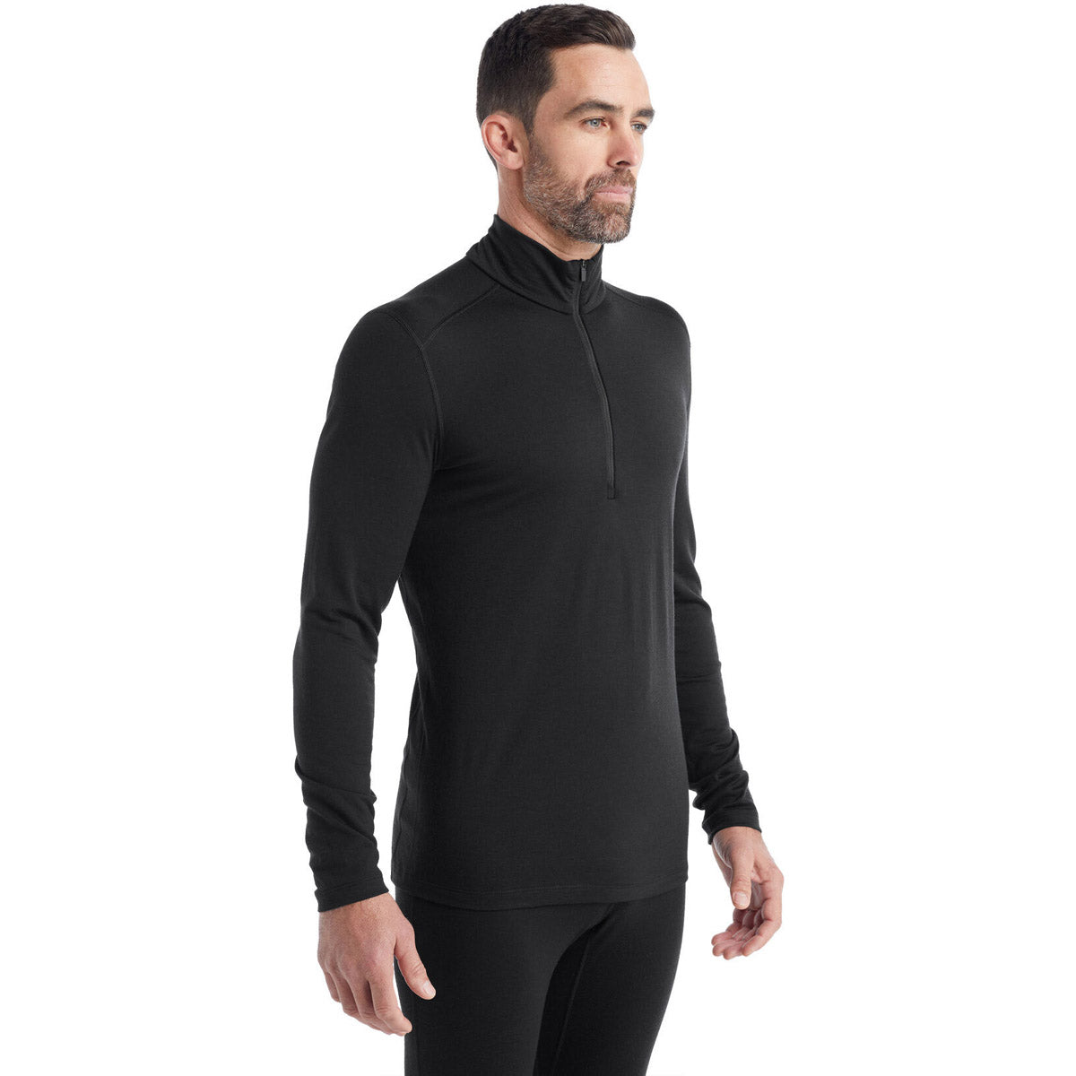 Icebreaker Men&#39;s Merino 200 Oasis Long Sleeve Half Zip Thermal Top Black