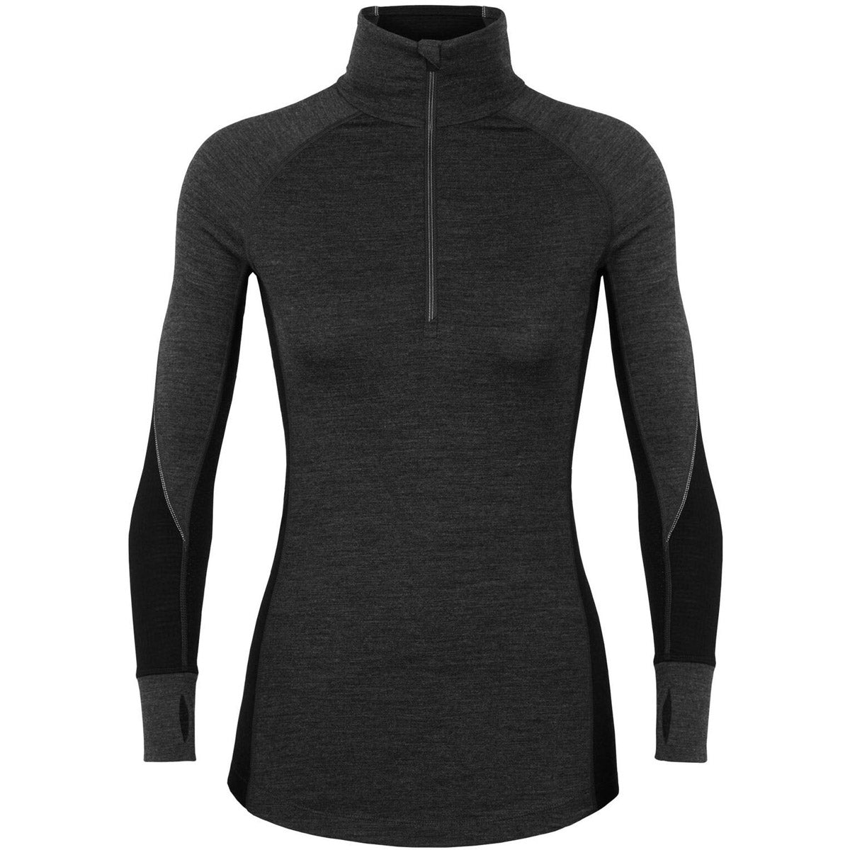 Icebreaker Women's BodyfitZone Merino 260 Zone Long Sleeve Half Zip Thermal Top Jet Heather/Black