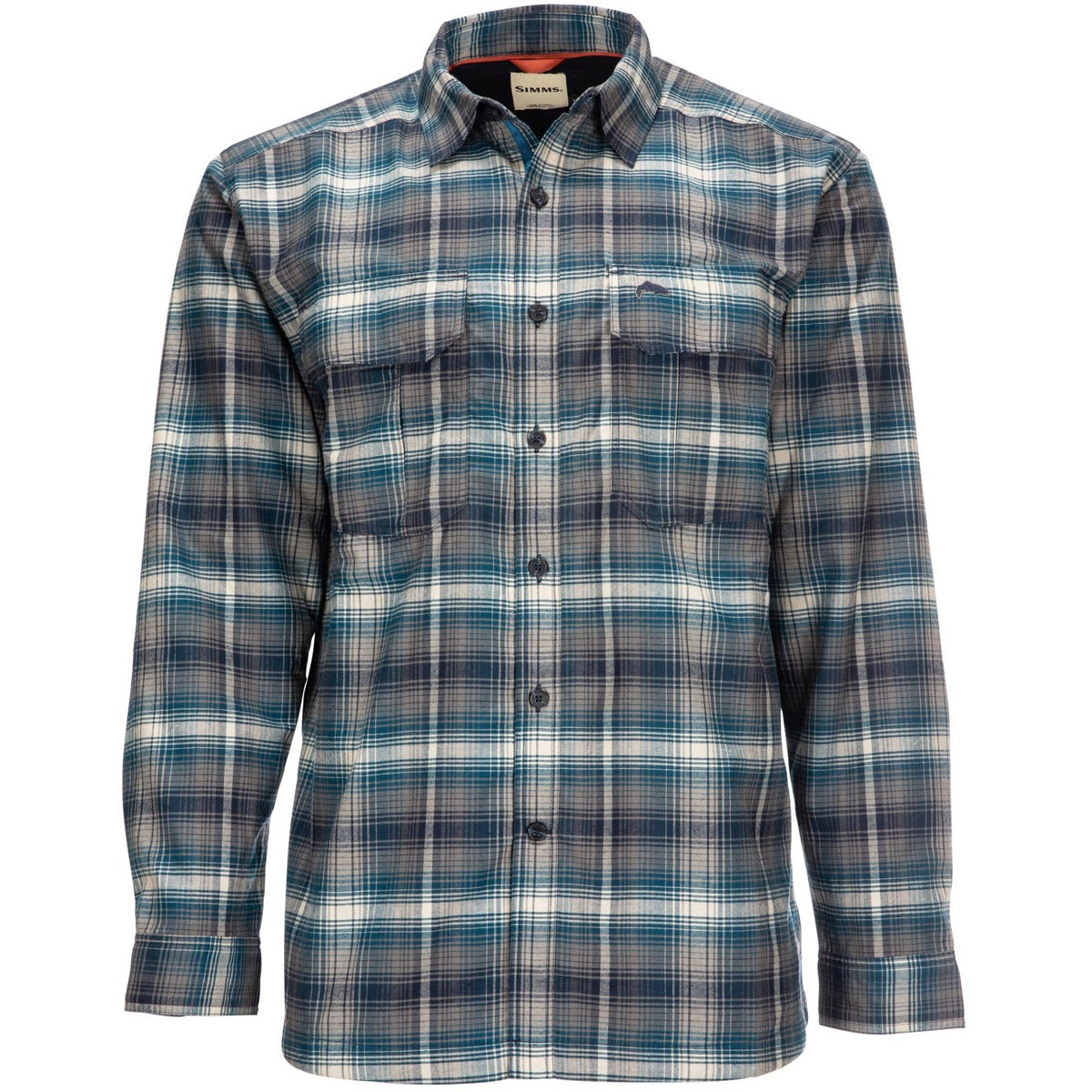 Simms Fishing Men&#39;s ColdWeather Long Sleeve Shirt Atlantis Steel Plaid