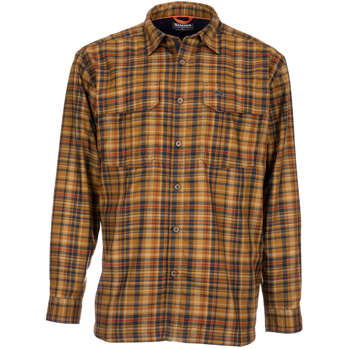 Simms Fishing Men&#39;s ColdWeather Long Sleeve Shirt Dark Bronze Admiral Plaid