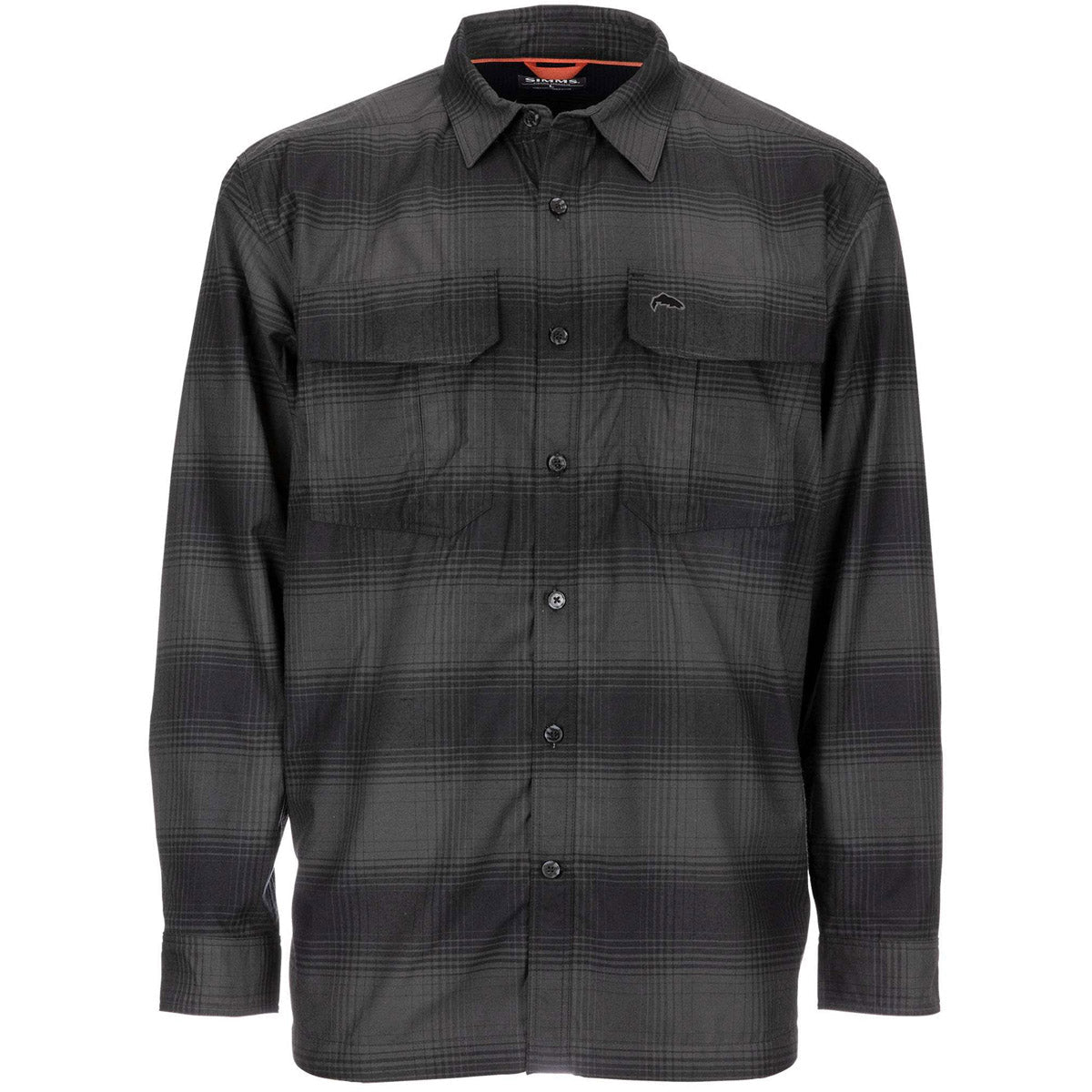 Simms Fishing Men&#39;s ColdWeather Long Sleeve Shirt Slate Buffalo Blur Plaid