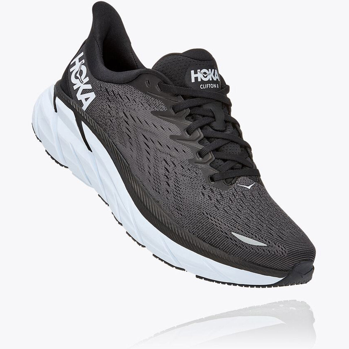 Hoka One One Men&#39;s Clifton 8 - Wide Black/White