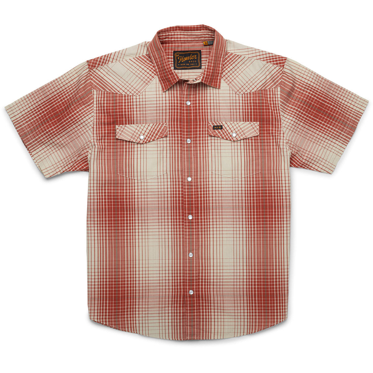 Howler Brothers Men&#39;s H Bar B Snapshirt MAR Roberts Plaid: Mars Red