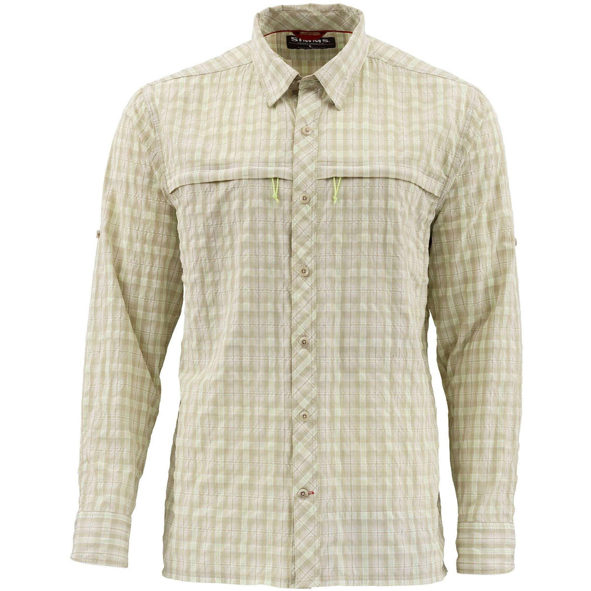 Simms Fishing Men&#39;s Stone Cold Fishing Long Sleeve Shirt Khaki Plaid