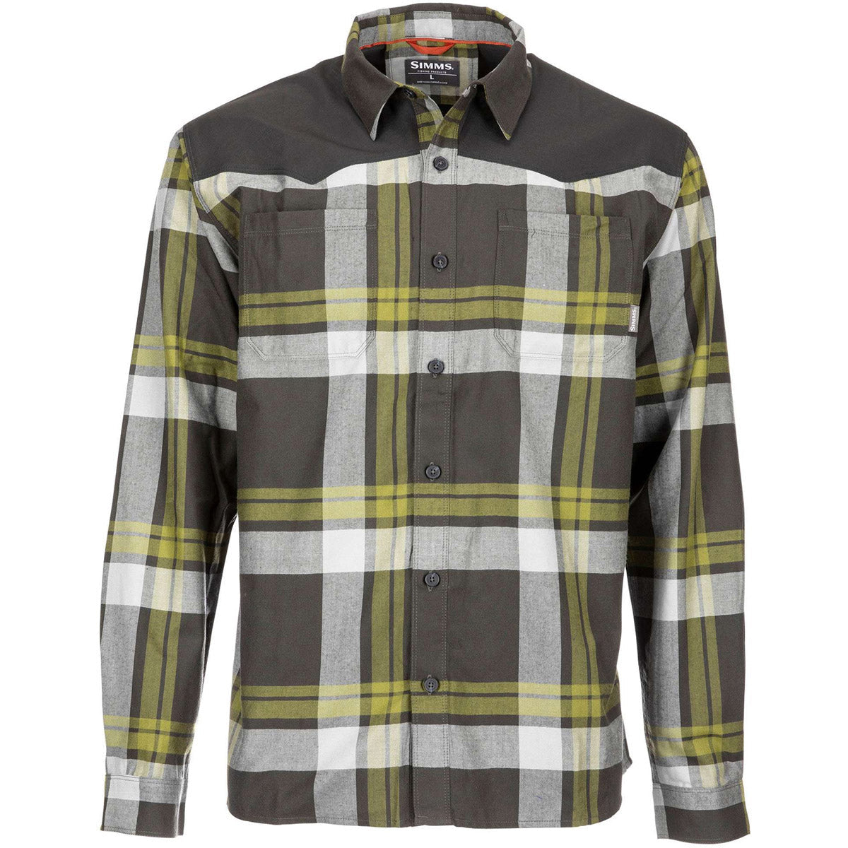 Simms Fishing Men's Blacks Ford Flannel Long Sleeve Shirt Carbon Cyprus Plaid