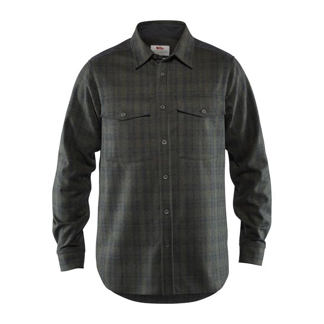 Fjallraven Men&#39;s Ovik Re-Wool Long Sleeve Shirt Dark Grey/Olive