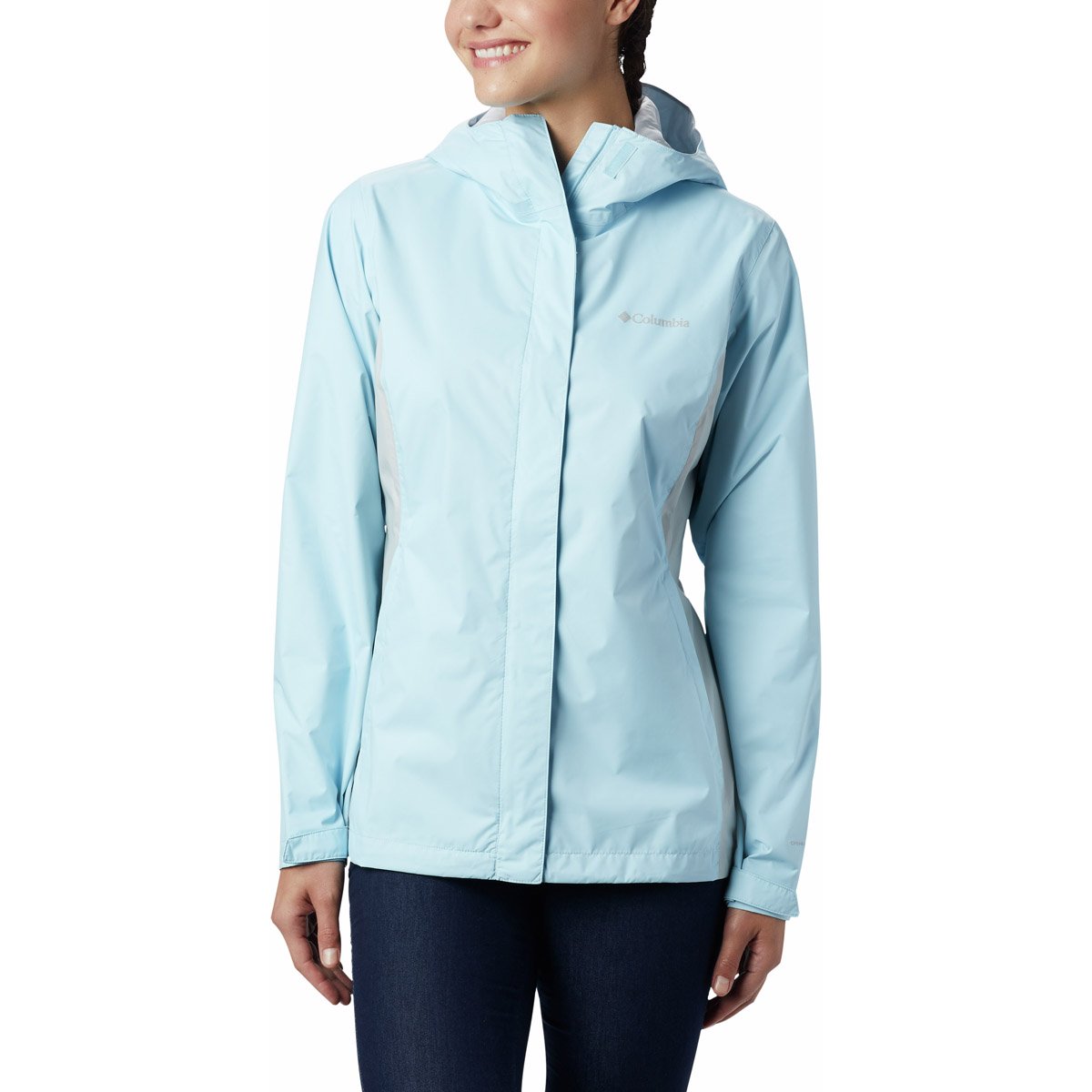 Columbia Women&#39;s Arcadia II Rain Jacket Spring Blue, Cirrus Grey