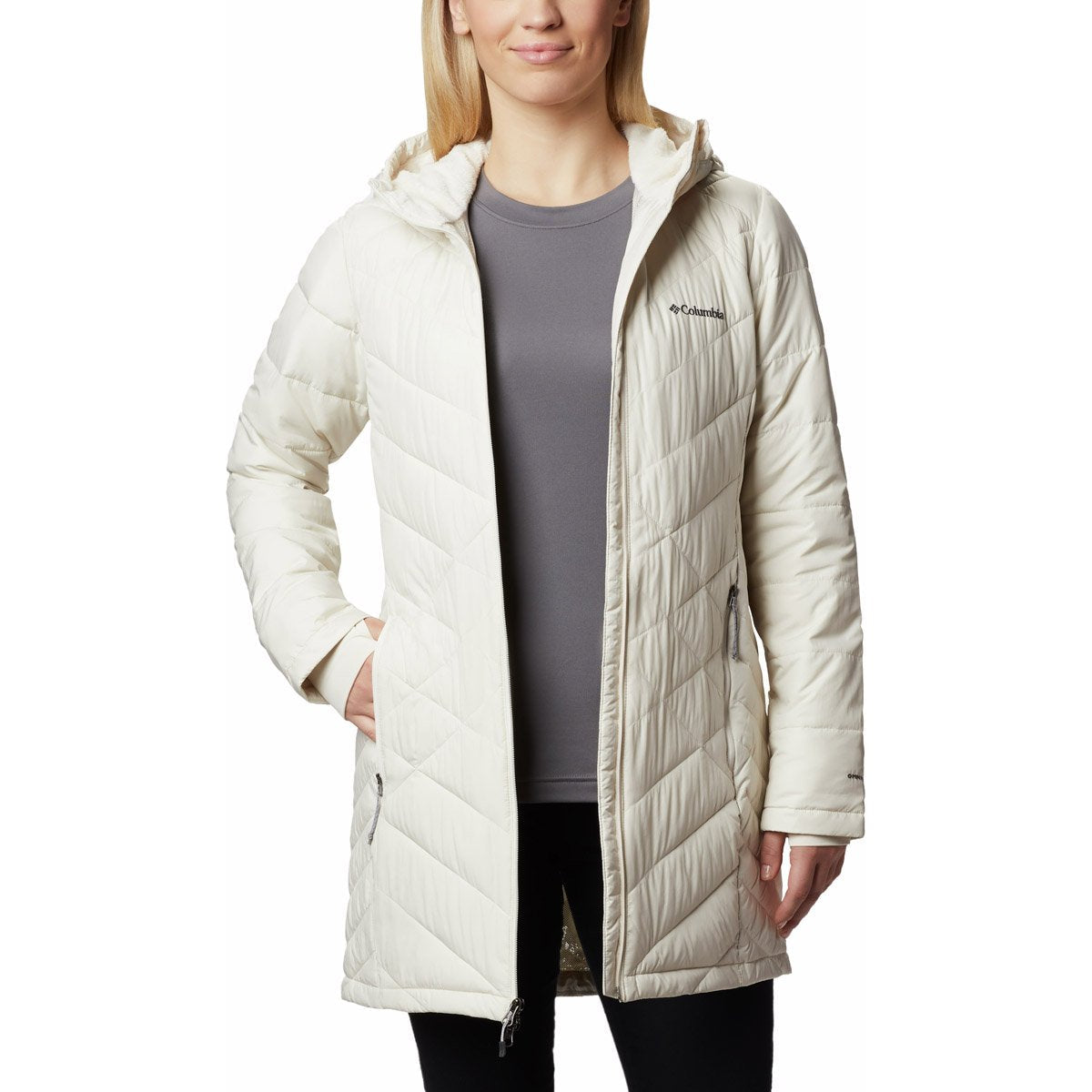 Columbia Women's Heavenly Long Hooded Jacket Chalk