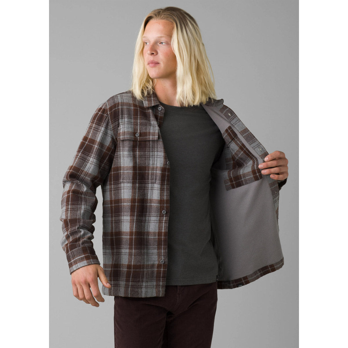 Prana Men&#39;s Glover Park Lined Flannel Flint Heather