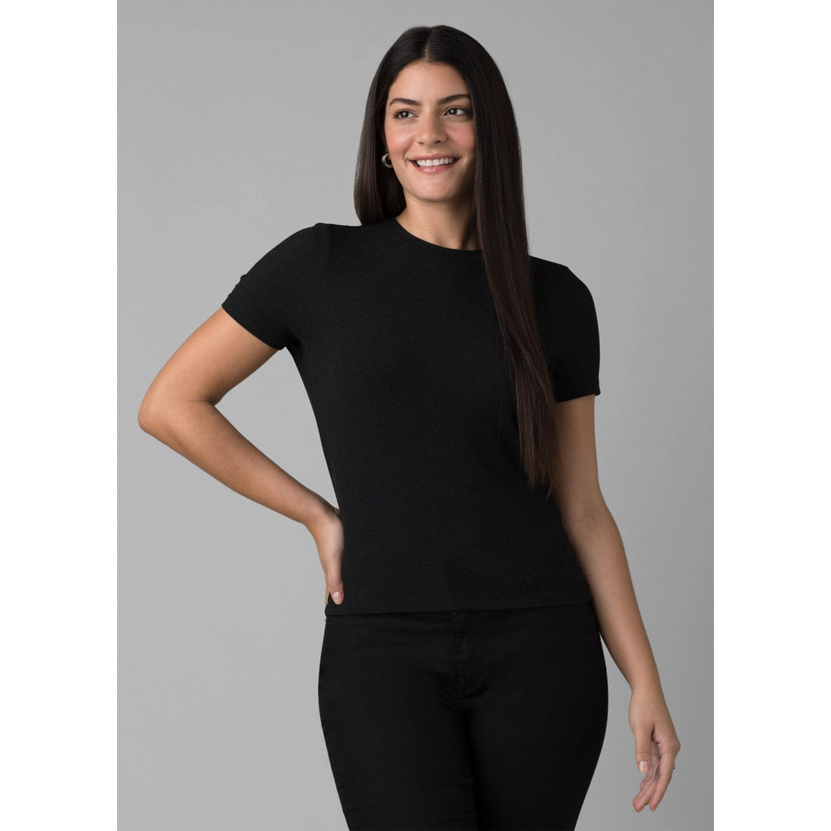 Prana Women&#39;s Foundation Rib Tee Black Heather