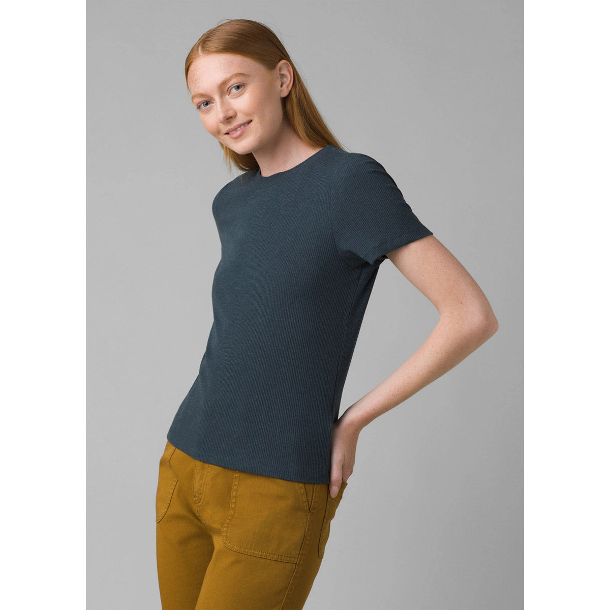Prana Women&#39;s Foundation Rib Tee Grey Blue Heather