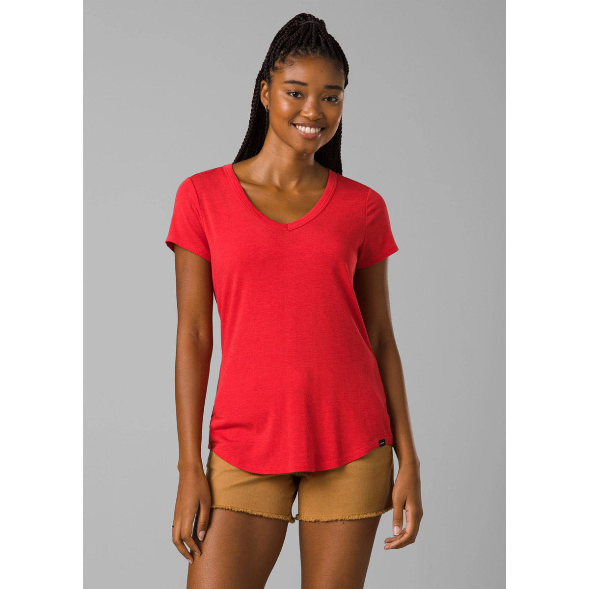 Prana Women&#39;s Foundation 365 V-Neck Top Carmine Red Heather