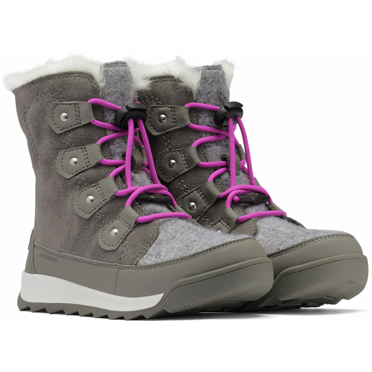 Sorel Youth Whitney II Joan Lace Boot Quarry/Bright Lavender