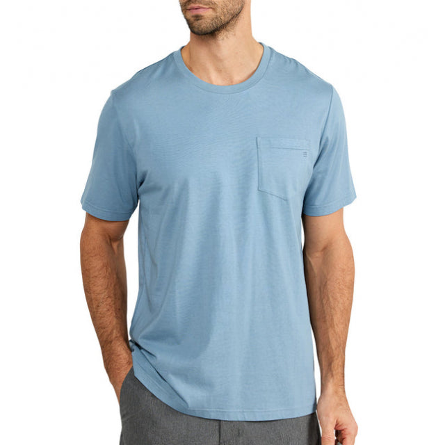 Free Fly Apparel Men&#39;s Bamboo Heritage Pocket Tee Blue Fog