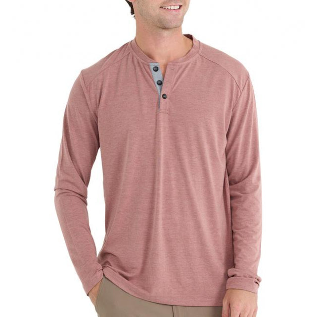 Free Fly Apparel Men&#39;s Bamboo Flex Henley Heather Brick