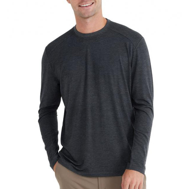 Free Fly Apparel Men&#39;s Bamboo Midweight Long Sleeve Heather Black