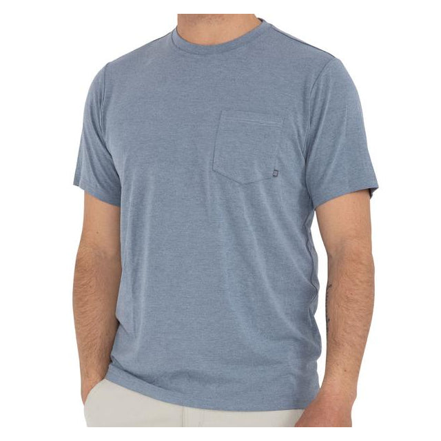 Free Fly Apparel Men&#39;s Bamboo Flex Pocket Tee Heather Blue Dusk