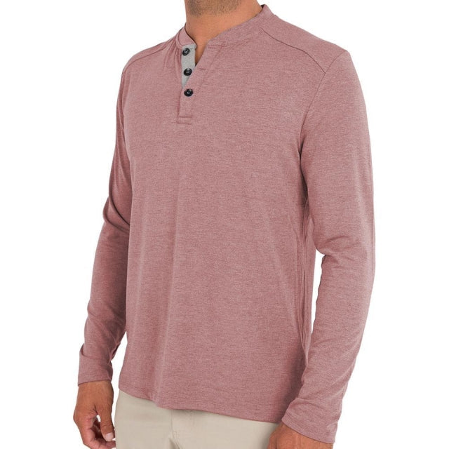 Free Fly Apparel Men&#39;s Bamboo Flex Henley Heather Adobe Red