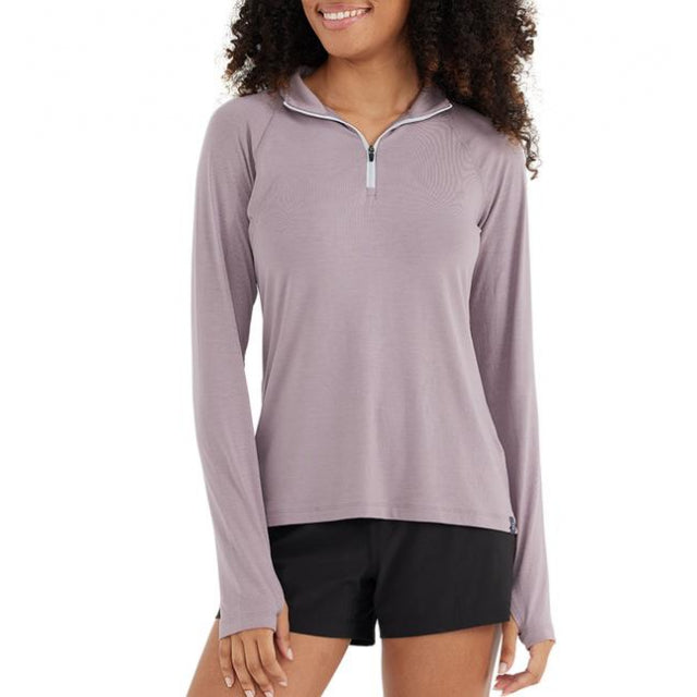 Free Fly Apparel Women&#39;s Bamboo Flex Quarter Zip Purple Sage