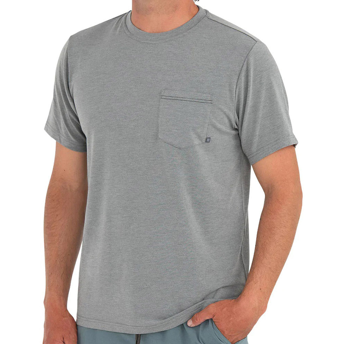 Free Fly Apparel Men&#39;s Bamboo Flex Pocket Tee Heather Graphite