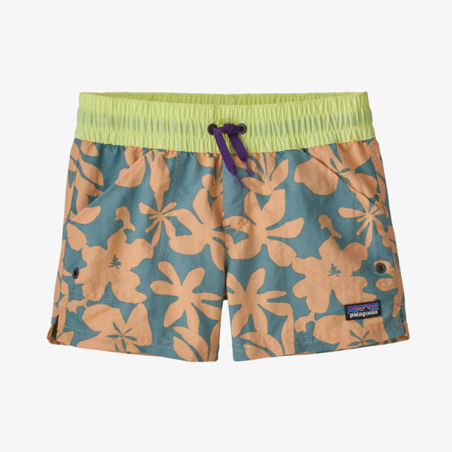 Patagonia Girls&#39; Costa Rica Baggies Shorts Kalani Small: Cowry Peach