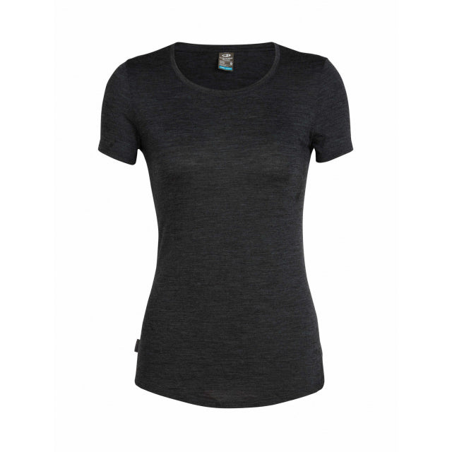 Icebreaker Women&#39;s Cool-Lite Sphere Short Sleeve Low Crewe Black Heather