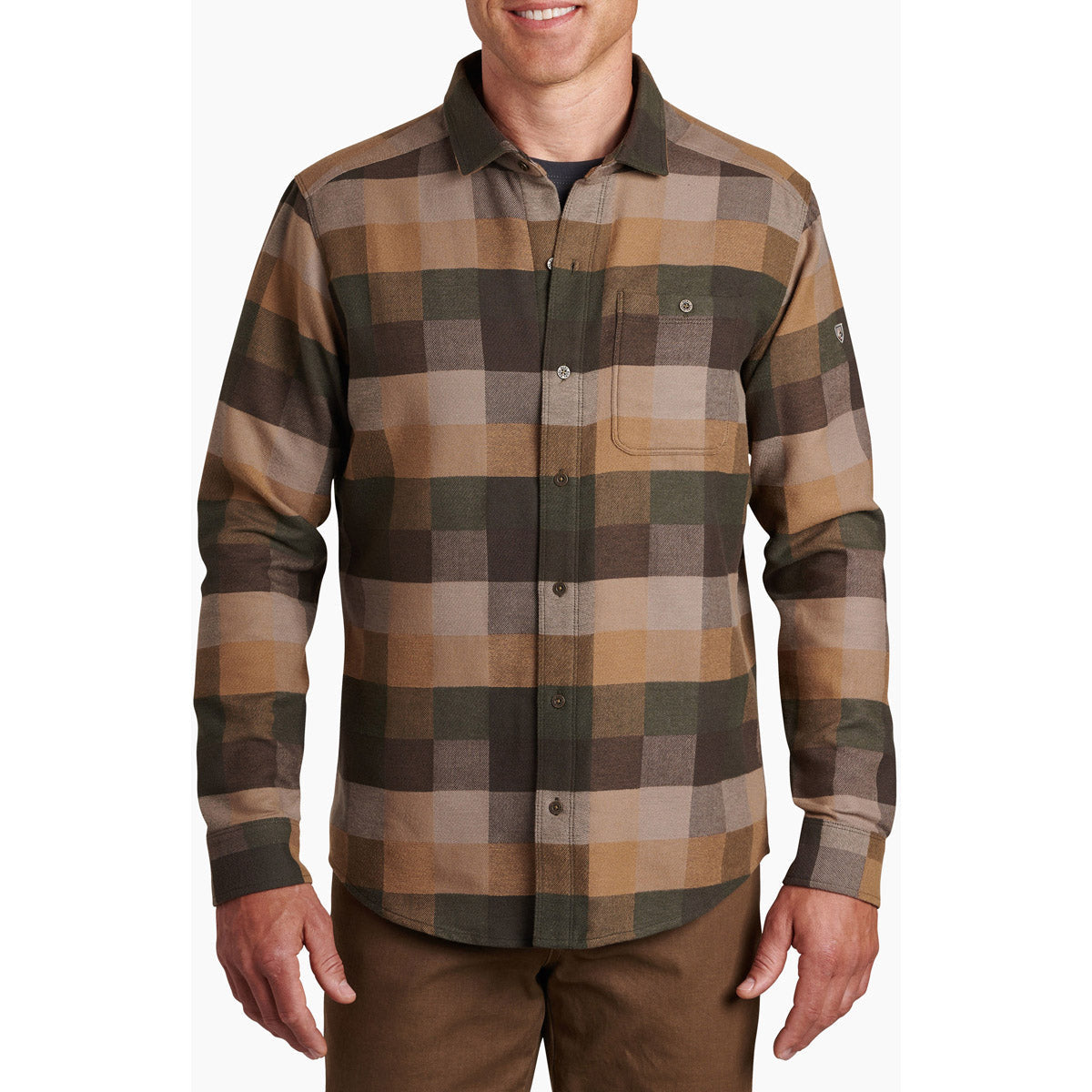 Kuhl Men&#39;s Pixelatr Flannel Long Sleeve Moss Wood