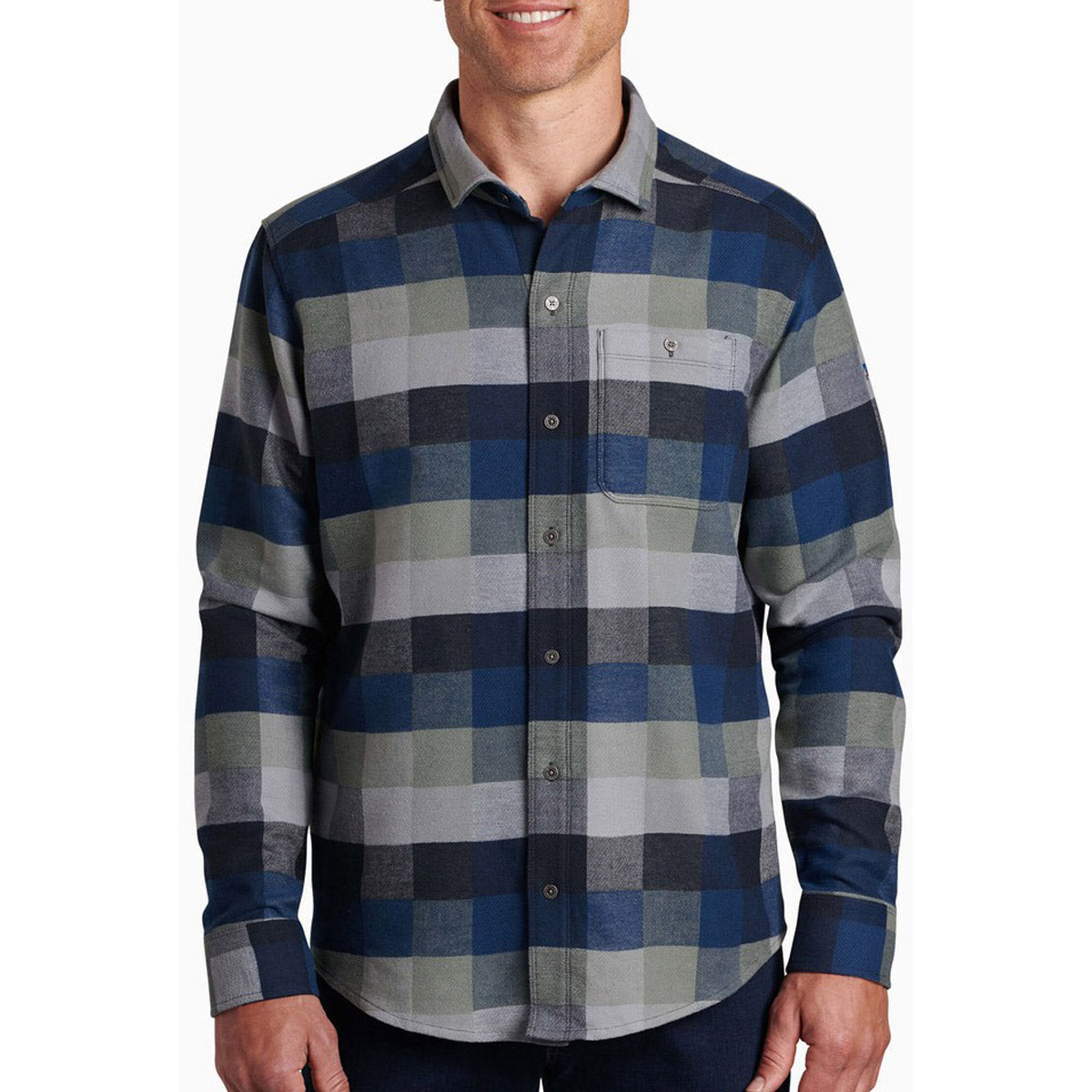 Kuhl Men&#39;s Pixelatr Flannel Long Sleeve Seaglass