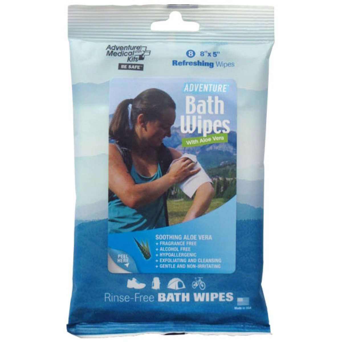 Adventure Bath Wipes - Travel Size, Pkg./8-Adventure Medical Kits-Uncle Dan's, Rock/Creek, and Gearhead Outfitters