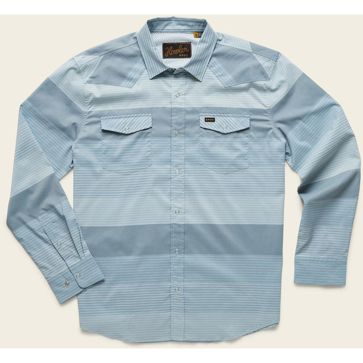 Howler Brothers Men&#39;s H Bar B Longsleeve Tidal tripe : Sterling Blue / S