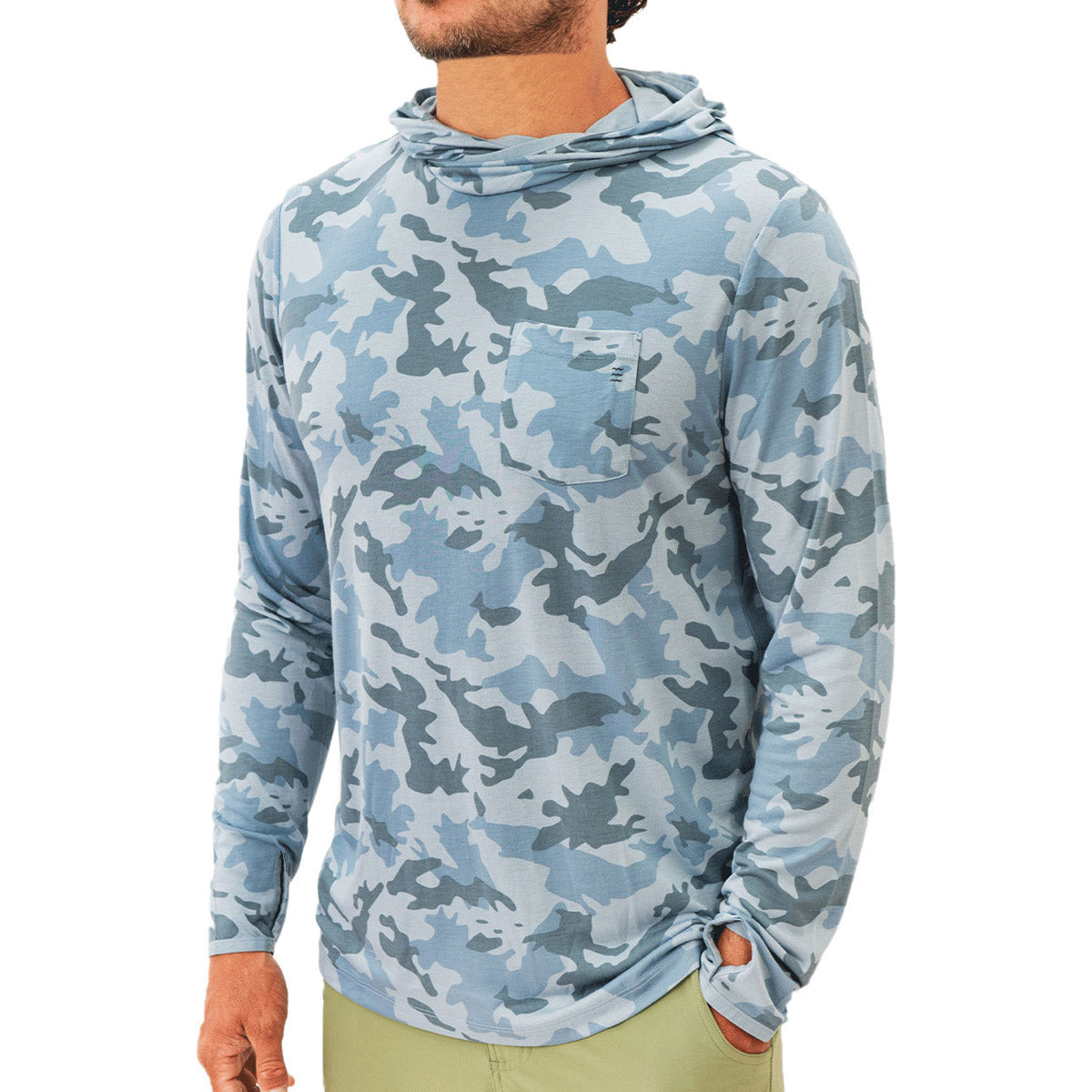 Free Fly Apparel Men&#39;s Bamboo Lightweight Hoodie Water Camo