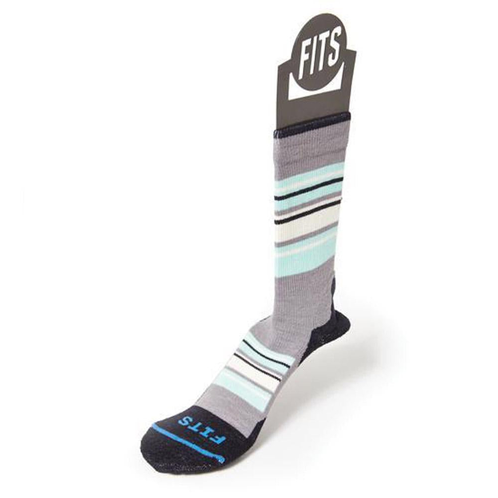 Fits Light Hiker Block Stripe Crew Socks Titanium Navy