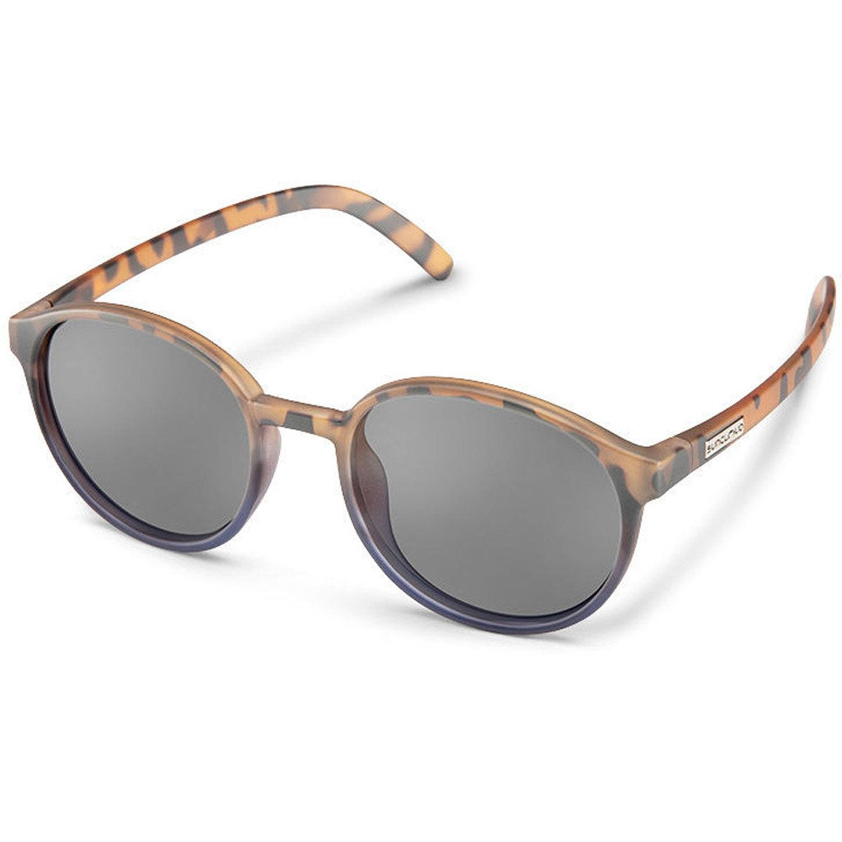 Suncloud Low Key Sunglasses (Small-Medium Fit) Matte Tortoise Dark Violet Fade/Polarized Gray