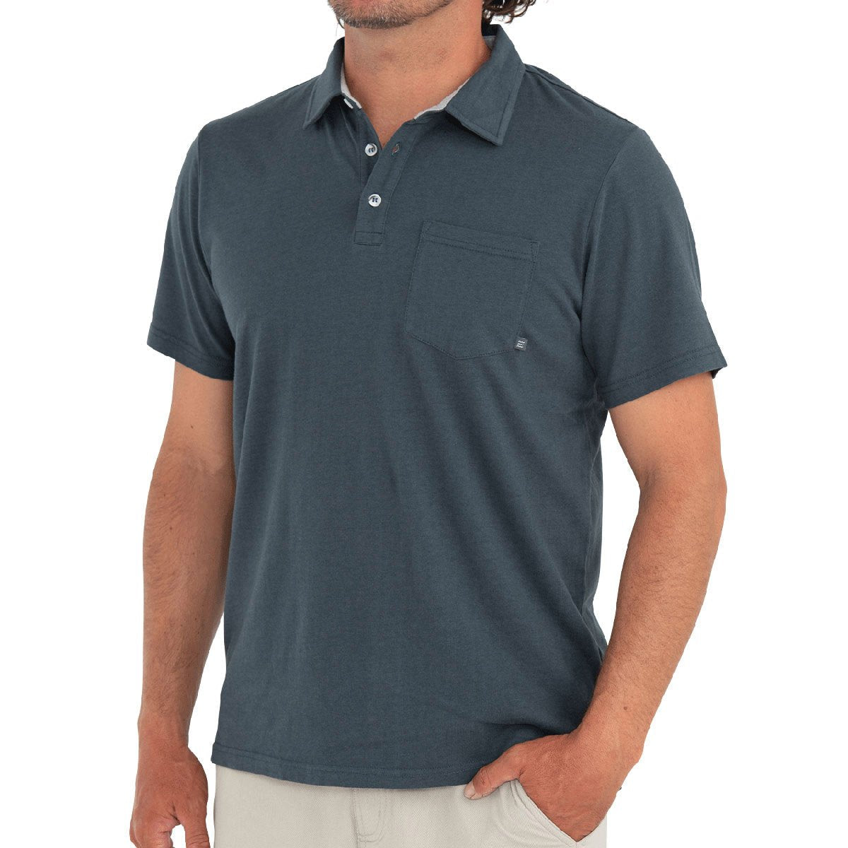 Free Fly Apparel Men&#39;s Bamboo Heritage Polo Blue Dusk