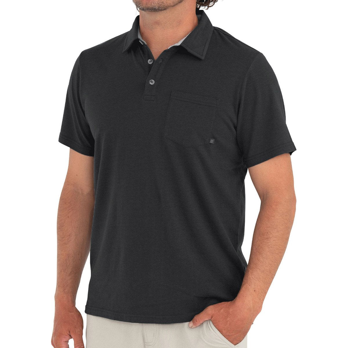 Free Fly Apparel Men&#39;s Bamboo Heritage Polo Vintage Black